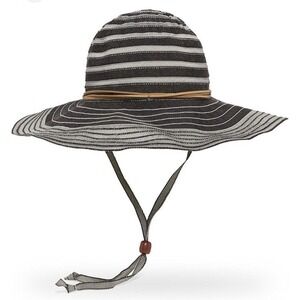 NWT Sunday Afternoons Womens Lanai Hat Size M Black Gray UPF 50+ Chin Strap